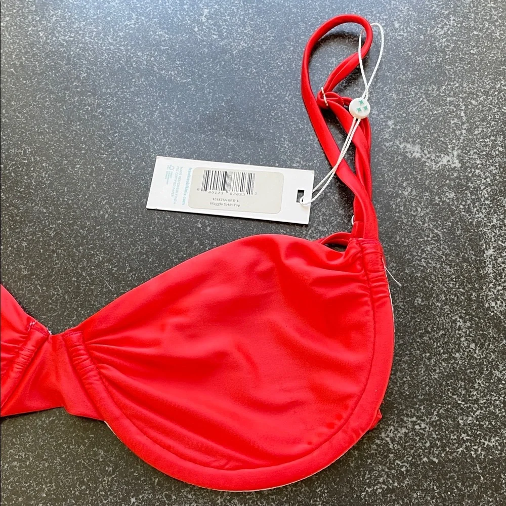 NWT Frankie's Bikinis Maggie Red Bikini Swim Top Size Large (L)